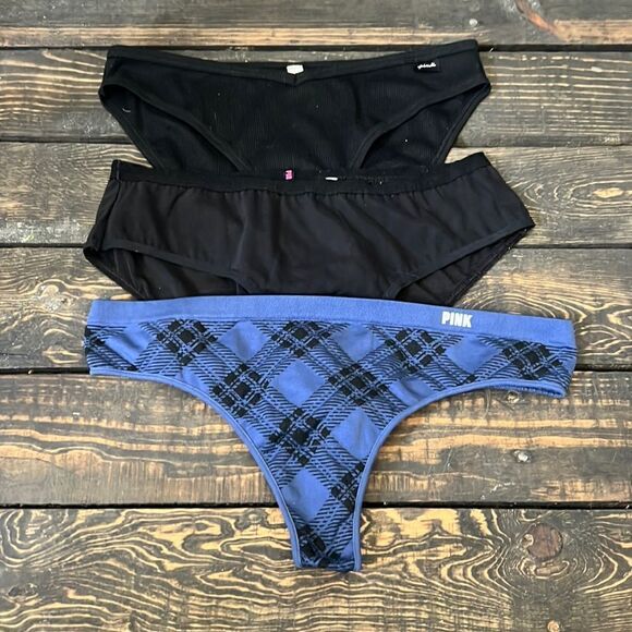 Pink Victoria’s Secret Lot  3 Bundle lot Ex Low rise, Thong, bikini ribbed Med - Picture 2 of 16